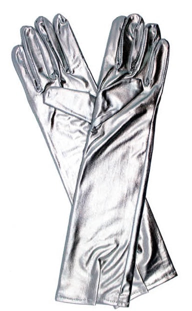 Metallic Silver Gloves (Long)